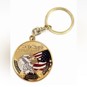 FBI Department of Justice Seal Keychain Gold Tone Metal Collectible NEW